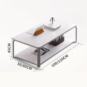 Moderner Design-Metallrahmen, zwei Holzschichten, obere und untere Kaffee Tisch für Innendekoration Zuhause, Büro und Hotel.