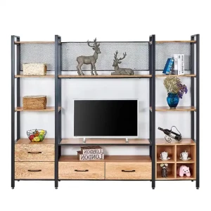 Möbel für Innen- und Außenbereich für Wohnzimmer Modernes Zuhause Möbel Große Metall-TV-Ständer mit Regalen
