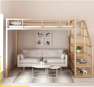 Moderne Luxus Design Treppenbett Platzsparendes Metallrahmen Schlafzimmermöbel für Zuhause Büro Hotel