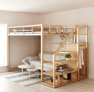 Metallrahmen Schlafzimmermöbel für Home Office Hotel modernes luxuriöses Design Treppenbett platzsparend
