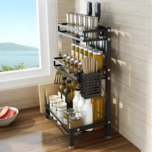 Modernes Design Küchenregal Display Regal für Zuhause Metallrahmen Kompakt und Praktisch Wein Likör Gewürzregal
