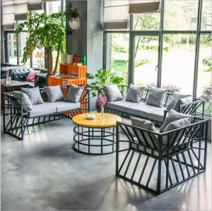 Cadre en métal avec matelas mobilier d'intérieur 4 pièces pour salon pour maison hôtel ensemble de canapé design moderne