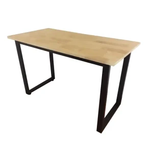Table à manger rectangulaire avec cadre en métal robuste, table d'étude pour usage domestique, salle de classe et bureau avec design moderne.
