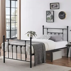 Lit Simple en Métal Moderne de Luxe pour Chambre d'Hôtel et Maison, Taille Multiple, Lit Métallique Robuste