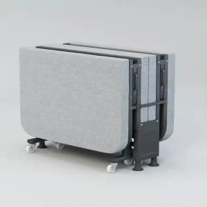Lit en métal au design moderne avec fonctionnalité pliable pour espace de dortoir, mobilier de chambre à coucher gain de place simple et robuste