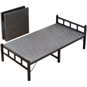 Lit simple en métal pour intérieur et extérieur pour meuble de maison et de bureau, design moderne simple pliable en matériau métallique.