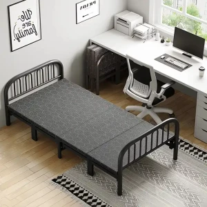 Vairāku izmēru moderna vienkārša salokāma dizaina mēbeles guļamistabai iekštelpu metāla vienvietīga gulta mājsaimniecībai metāla materiāls