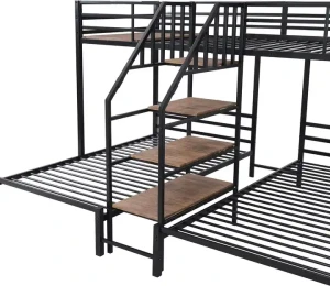 Lit superposé triple pour adultes avec cadre en métal de design moderne, adapté pour chambre intérieure dans maison et appartement modernes.