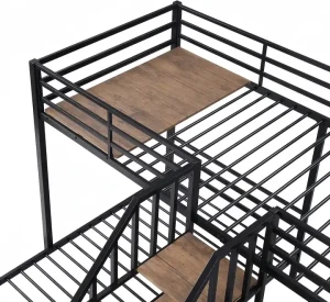 Lit Superposé Moderne en Métal pour Intérieur Meuble de Maison Adapté aux Foyers et Appartements Lit Triple pour Adulte Design Simple
