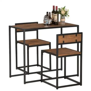 Ensemble de salle à manger coin simple et moderne en cadre métallique et bois pour petit espace avec table et chaises pour cuisine