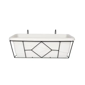 Support de panier suspendu pour fleurs de balcon, support de rangement intérieur et extérieur en fer, porte-bouquet suspendu