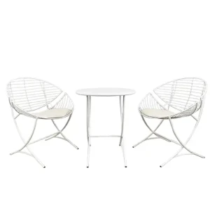 Pour café jardin, ensemble de chaises et table en métal avec coussin pour restaurant design moderne, fil métallique pour l'intérieur et l'extérieur