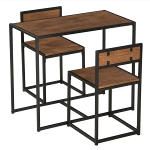 Ensemble de Table et Chaises Ensemble de Salle à Manger pour cuisine Cadre en métal et bois simple et moderne coin petit espace