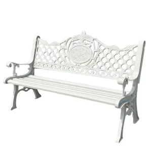 Banc extérieur commercial avec accoudoirs pour mobilier de jardin, chaise de parc en métal avec dossier en acier inoxydable et nouvelle technologie D