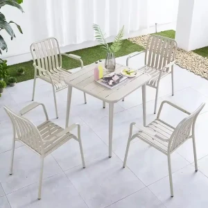 Kaffee-Bistro-Terrassenrestaurant Metall-Esszimmerstuhl-Set für Gartenmöbel-Sets im Freien