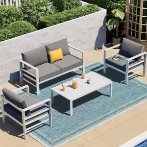 Garten Outdoor Terrassenmöbel Sets Moderne Metalltisch und Stühle für Gartendekoration