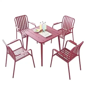 Chaise de jardin ensemble de meubles de décoration de patio extérieur ensemble de chaises et table en métal pour la maison.
