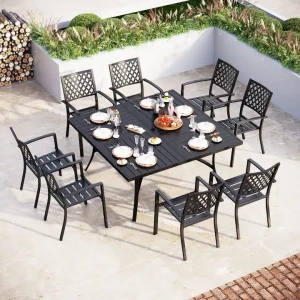 Ensemble de Meubles de Jardin Design Moderne en Métal avec Chaises et Table pour Patio Extérieur - 4 Chaises et 1 Table à Vendre