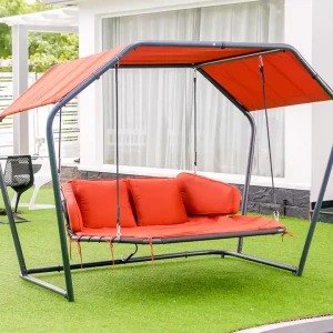 Chaises à balançoire à cadre métallique pour extérieur moderne, mobilier de maison avec deux sièges, chaise suspendue de balcon résistante aux UV