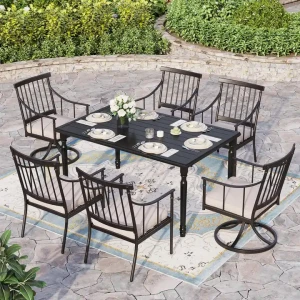 Moderne Design Tuin Metalen Stoel Terras Metalen Frame 5-delige Tuinstoelenset Buitenmeubelen