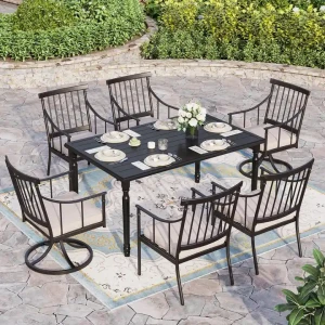 Ensemble de Jardin en Métal Design Moderne Chaise de Jardin Cadre Métallique 5 Pièces Mobilier d'Extérieur pour Maison