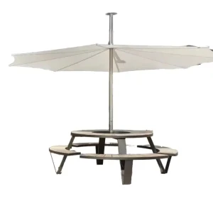 Ensemble de salle à manger durable pour maison moderne, patio extérieur, jardin, chaises en métal avec table ronde en bois.