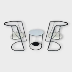 Ensemble de Chaise Suspendue et Table Basse pour Balcon Jardin Décoration Salon Intérieur Extérieur Mobilier de Maison en Métal