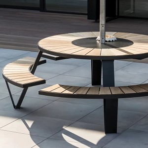 Moderner raffinierter runder Picknicktisch Metall Outdoor-Möbel für Speise-Sportstätten Parks Innenhöfe Hallen und Villen