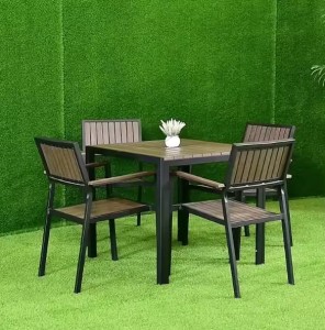 Ensemble de meubles de table simple pour extérieur - Ensemble de salle à manger de patio avec cadre en métal