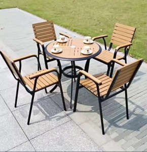 Prix d'usine ensemble de table à manger jardin cour simple extérieur pour café et restaurant
