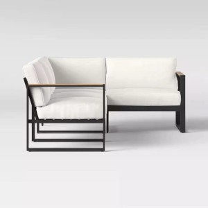 Mobilier de jardin Ensemble canapé unique haut de gamme noir Design en métal Pour mobilier d'extérieur