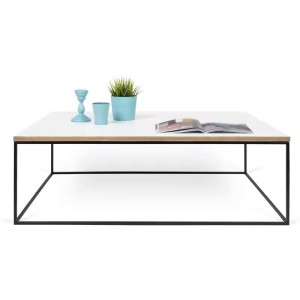 Zweistöckiger Couchtisch für das Wohnzimmer - Runder Metall-Couchtisch mit Stoff-Aufbewahrungskorb