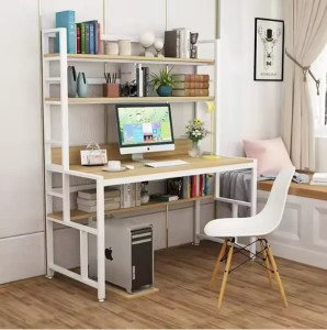 Moderner Schreibtisch mit Bücherregal mit Metallrahmen und MDF-Tischplatte