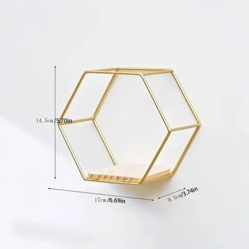 2024 New Design Iron Storage Rack Wall Decoration Shelf Display in hexagonal shape