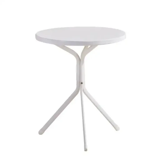 Hot Selling Round Coffee Table With Iron Frame For Decoration in white.