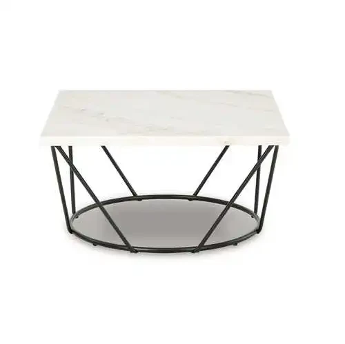 High quality modern creative coffee table with unique powder-coated metal frame and marble side table.