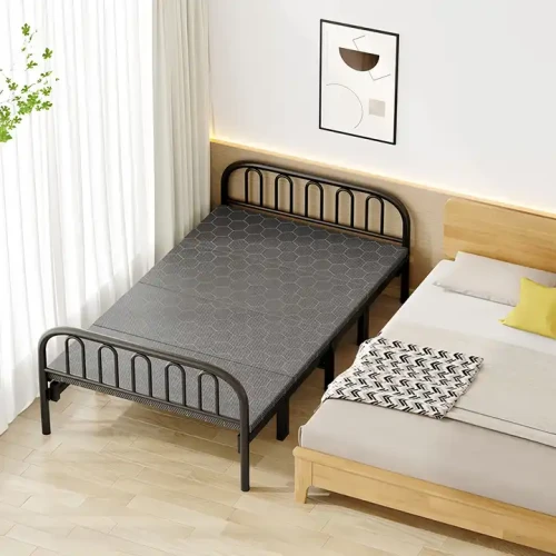 Single Metal Frame Folding Bed in modern bedroom setup.