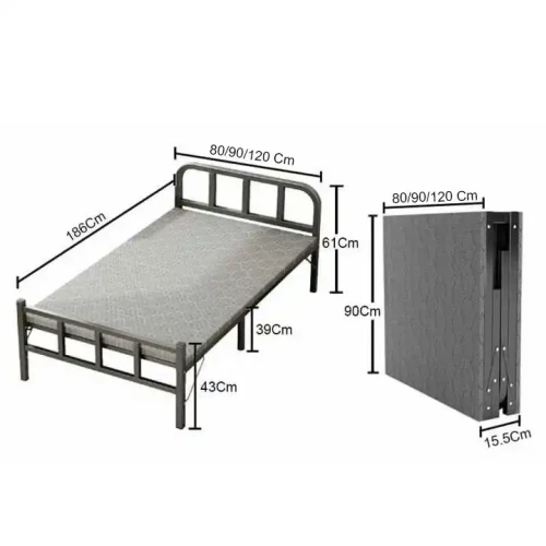 Modern Metal Bed with Foldable Frame, Portable for Home and Hostel.