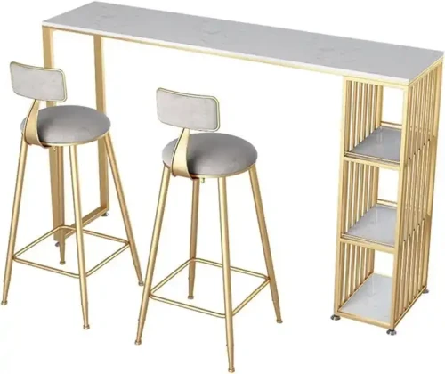 Modern Luxury Design Living Room Furniture Elegant Metal Chair Sets For Hotel And Restaurant in gold and white.