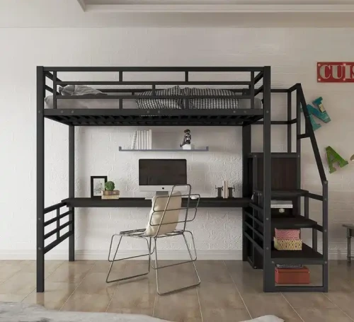 Metall-Etagenbett mit Schreibtisch für Schlafsaal oder Hotel.