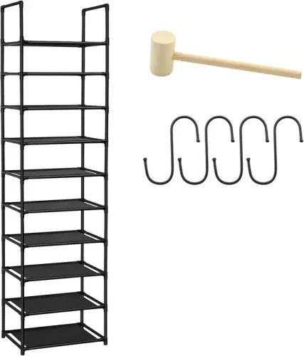 Shoe Racks With Cloth Shelf Industrial Style Shoe Storage Stand For Shoes Organizer with Accessories.