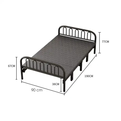 Modern Style Metal Folding Bed Hotel Bedroom Metal Bed Frame For Home Furniture School Dormitory - dimensions 90cm by 190cm.