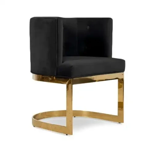 Black Metal Chair with Modern Design and Gold Base for Dining or Home Furniture