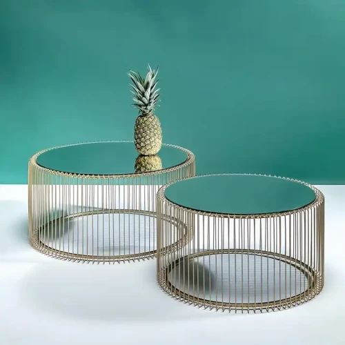 Custom Luxury Dining Table With Metal Frame Marble Top and Decorative Pineapple