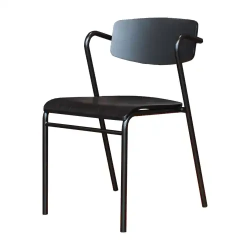 Contemporary-style Metal Chair with Metal Frame and Wood Seating