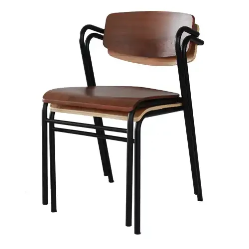 Modern Metal Frame Stackable Dining Chairs for Indoor Home and Commercial Use.