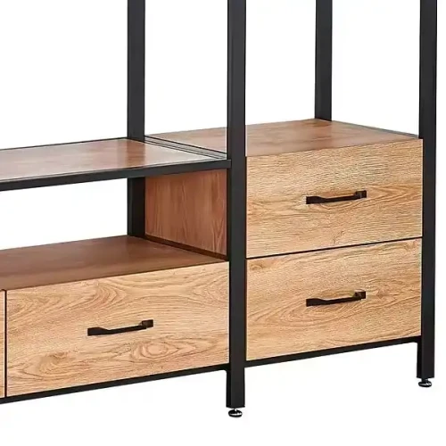 Moderner Stil Neues Produkt Metall-TV-Ständer mit Holzregalen und Schubladen für das Wohnzimmer.