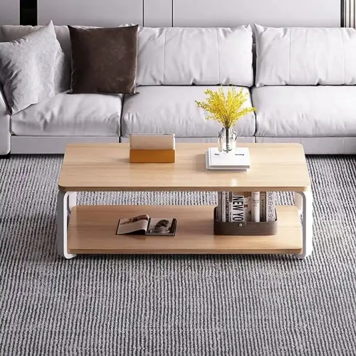 Modern Design Metal Frame Wood Top Coffee Table in Living Room