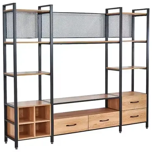 Modern Design Big Metal TV Stand with Shelves for Living Room and Bedroom.