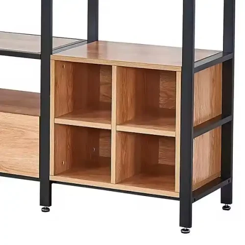 Moderner großer Metall-TV-Ständer mit Regalen für Wohnzimmer.